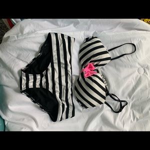 Black and white Striped Bow Bikini